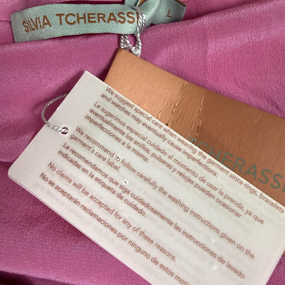 NWT Silvia Tcherassi silk magenta Blouse Size large - Picture 9 of 12